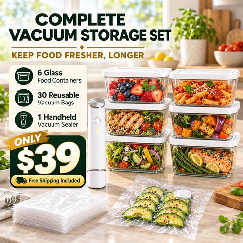 Portable Vacuum Food Sealer Bundle | Keeps Food Fresh 5x Longer