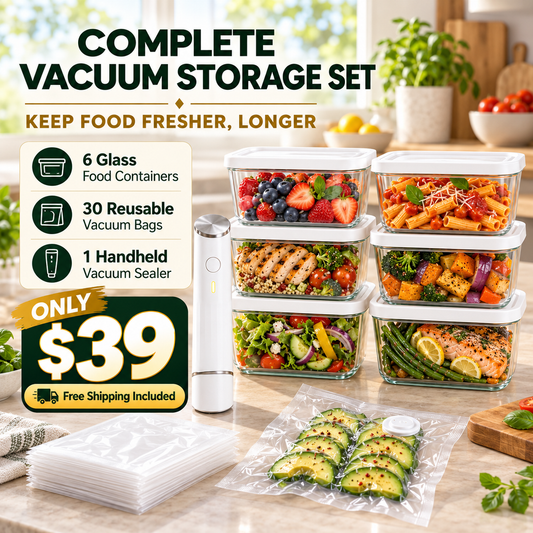 Portable Vacuum Food Sealer Bundle | Keeps Food Fresh 5x Longer