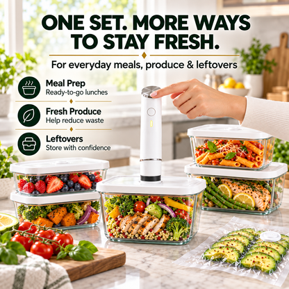 Portable Vacuum Food Sealer Bundle | Keeps Food Fresh 5x Longer