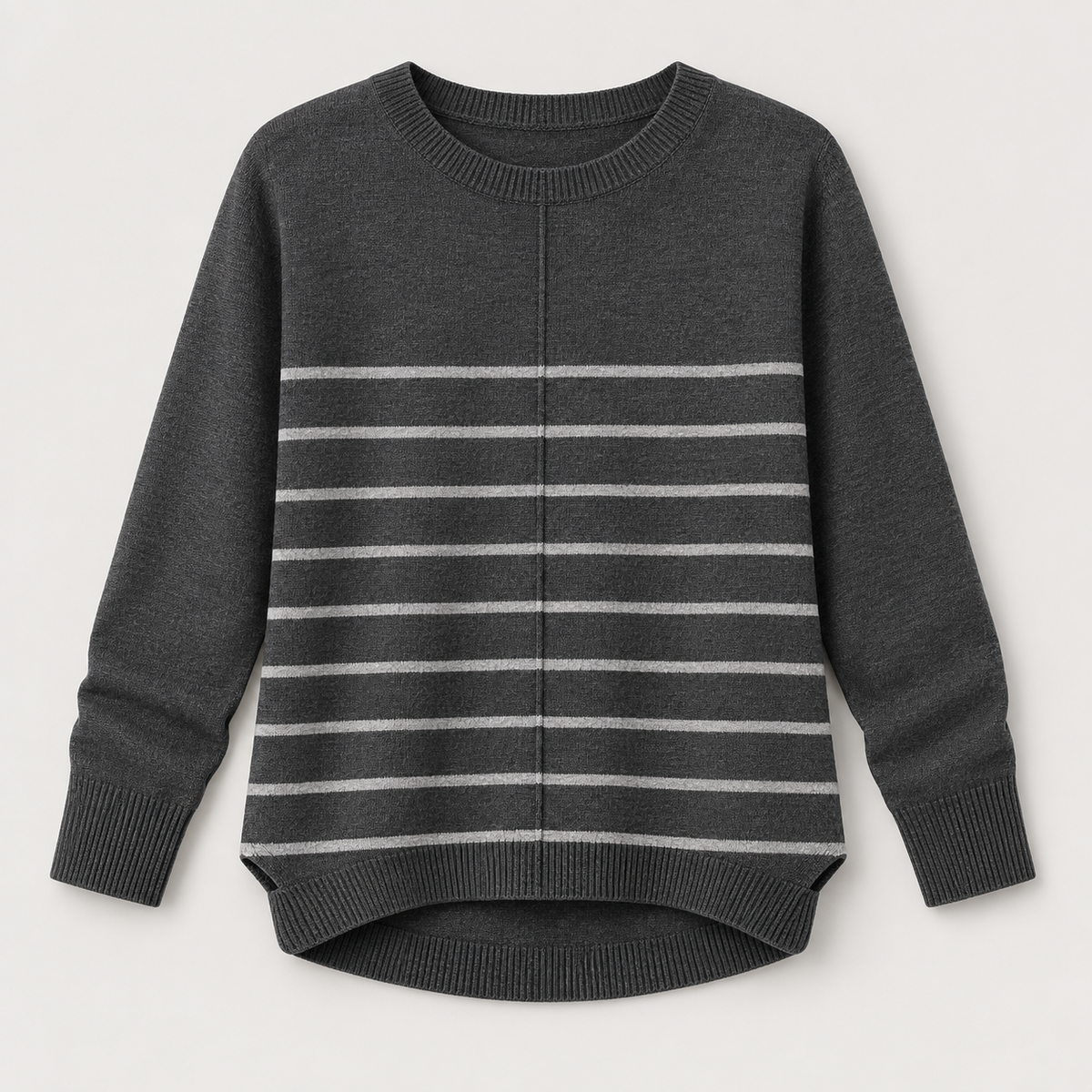 Women’s Striped Crewneck Knit Sweater with Long Sleeves