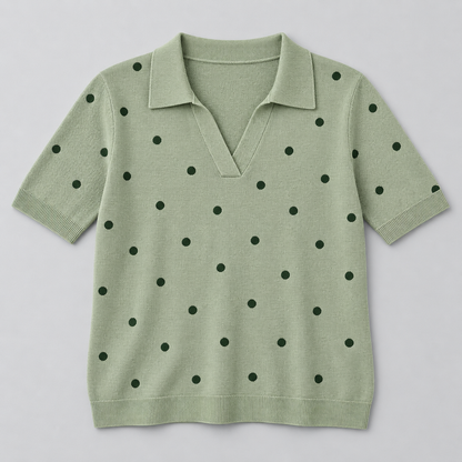 Women's Patterned Short-Sleeve Knit Polo Top