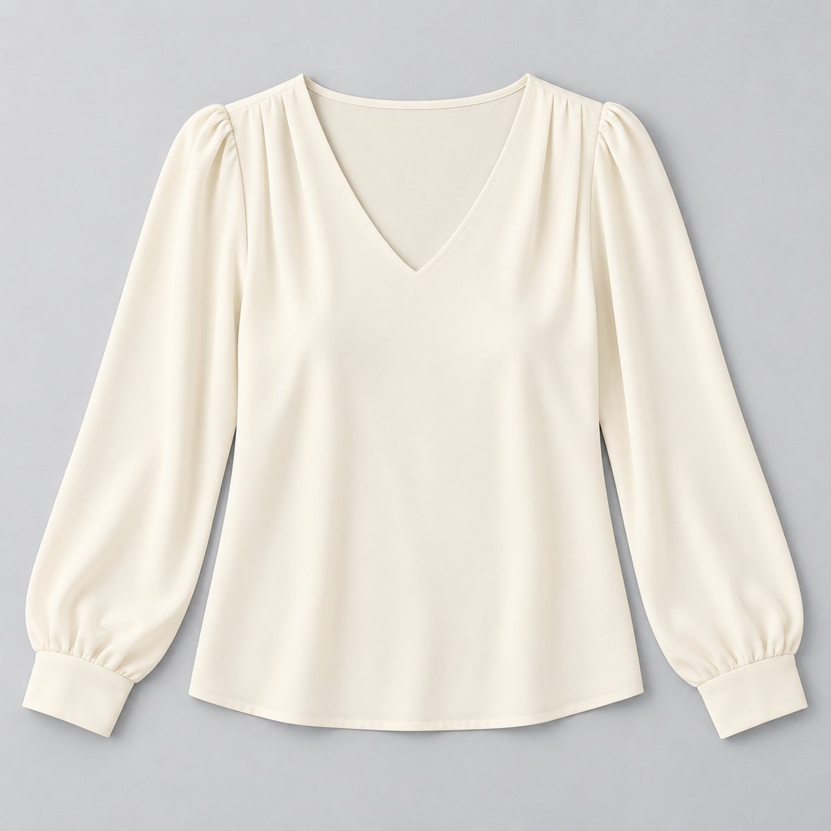 Women's V-Neck Puff Sleeve Blouse