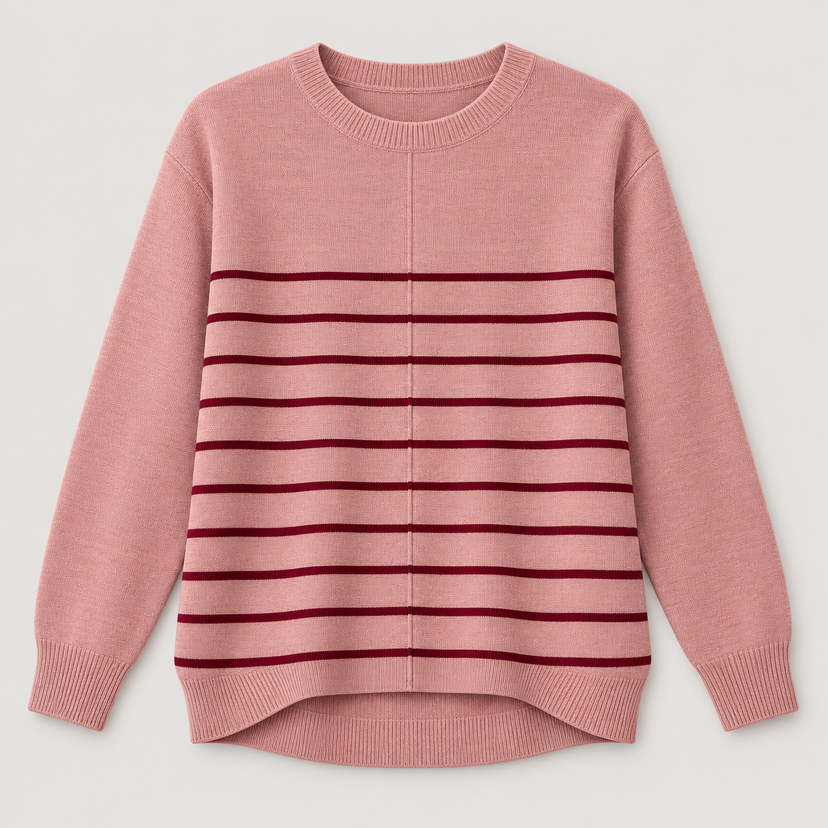 Women’s Striped Crewneck Knit Sweater with Long Sleeves