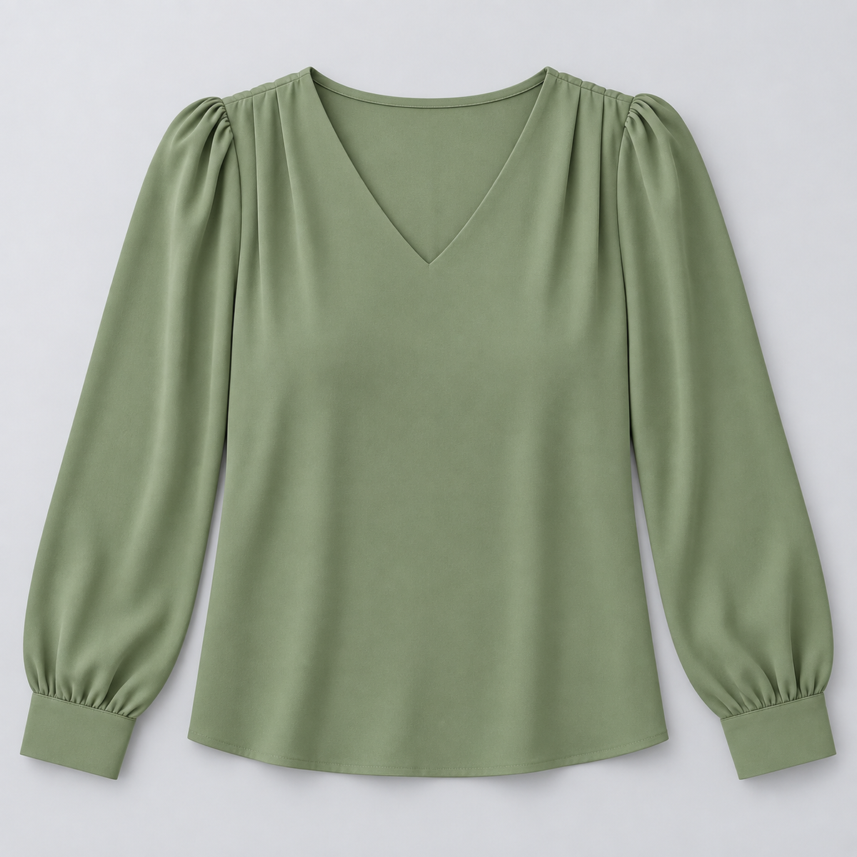 Women's V-Neck Puff Sleeve Blouse