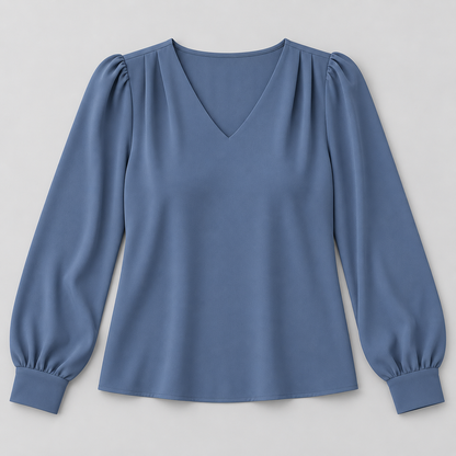 Women's V-Neck Puff Sleeve Blouse