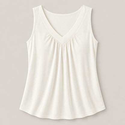 Women’s Gathered V-Neck Sleeveless Top