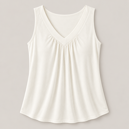 Women’s Gathered V-Neck Sleeveless Top