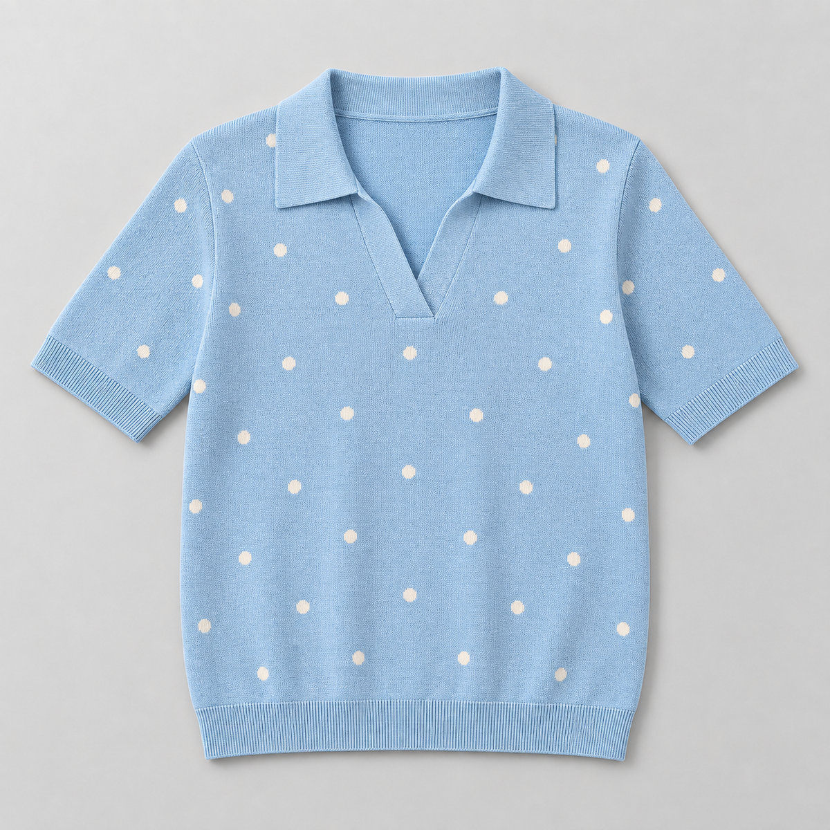 Women's Patterned Short-Sleeve Knit Polo Top