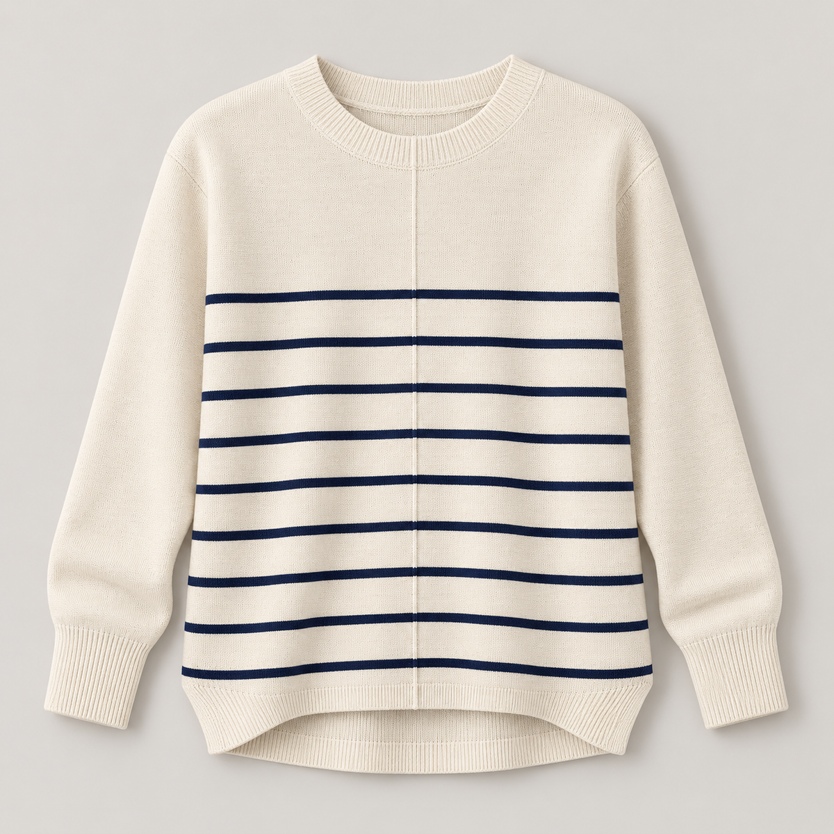 Women’s Striped Crewneck Knit Sweater with Long Sleeves
