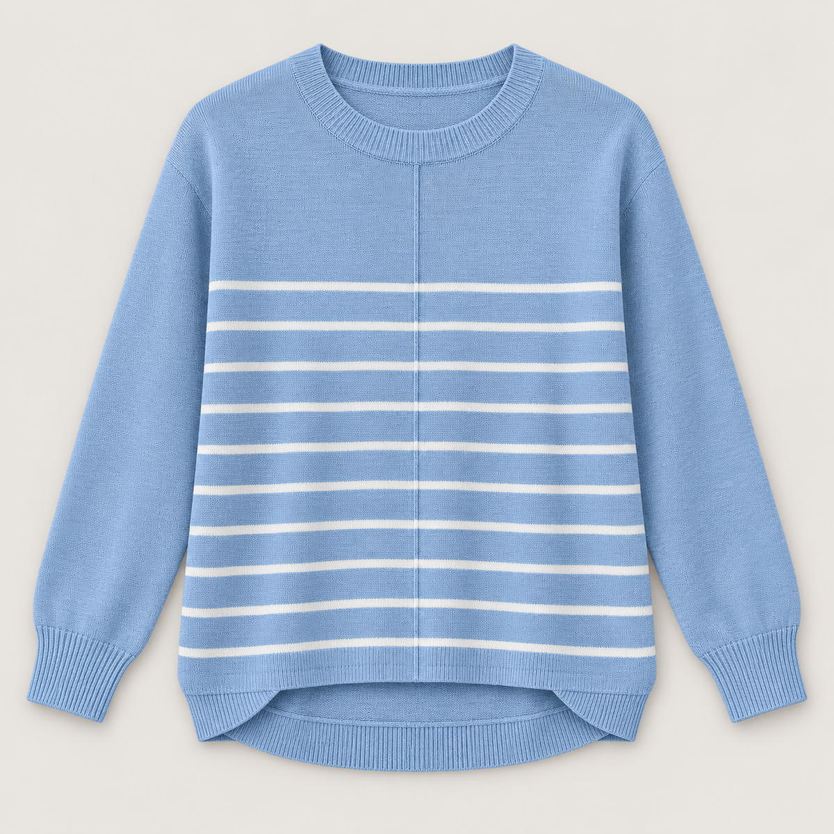 Women’s Striped Crewneck Knit Sweater with Long Sleeves