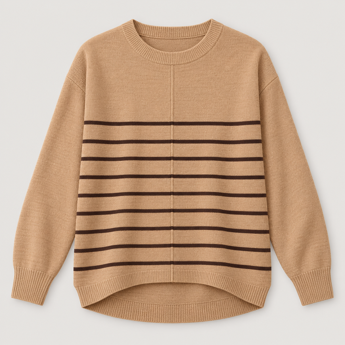 Women’s Striped Crewneck Knit Sweater with Long Sleeves