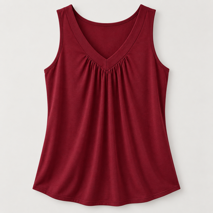 Women’s Gathered V-Neck Sleeveless Top